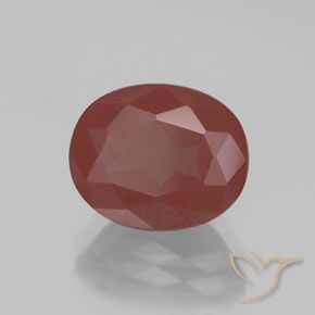 Labradorita Andesina Roja Anaranjada natural de 2.87 ct, Ovalada, Transparente / Translúcido