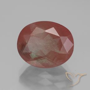 Labradorita Andesina Rojo medio natural de 3.63 ct, Ovalada, Transparente / Translúcido