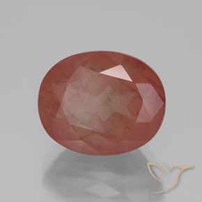 Labradorita Andesina Rojo medio natural de 3.94 ct, Ovalada, Transparente / Translúcido