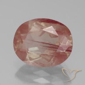 Labradorita Andesina Roja Anaranjada natural de 3.36 ct, Ovalada, Transparente / Translúcido