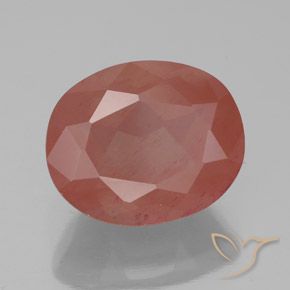 Labradorita Andesina Naranja rojizo pálido natural de 3.85 ct, Ovalada, Transparente / Translúcido