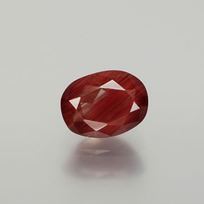 Labradorita Andesina Rojo naranja natural de 1.36 ct, Corte Óvalo, Translúcido