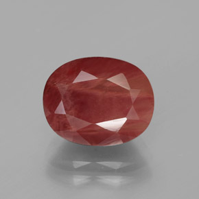 Labradorita Andesina Rojo naranja natural de 3.89 ct, Corte Óvalo, Translúcido