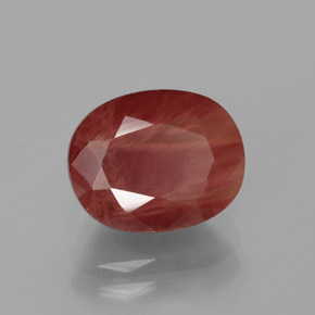 Labradorita Andesina Rojo naranja natural de 3.89 ct, Corte Óvalo, Translúcido