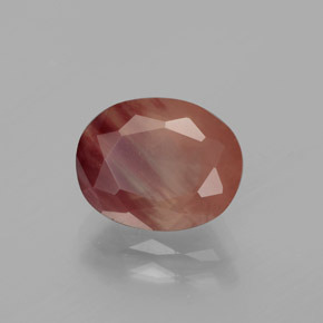 Labradorita Andesina Rojo naranja natural de 2.66 ct, Corte Óvalo, Transparente