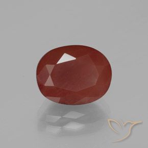 Labradorita Andesina Roja Anaranjada natural de 2.88 ct, Ovalada, Translúcido