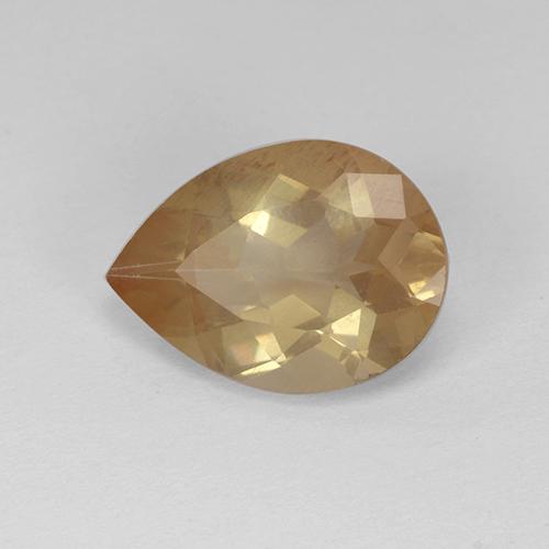 Labradorita Andesina Naranja dorado natural de 3.15 ct, En forma de pera, Transparente