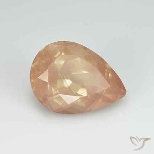 Labradorita Andesina Naranja claro natural de 3.31 ct, En forma de pera, Transparente
