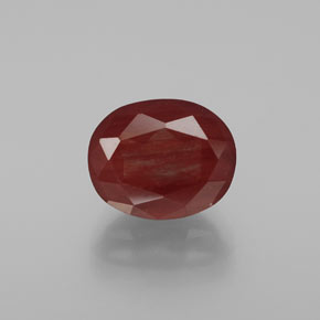 Labradorita Andesina Rojo naranja natural de 4.09 ct, Corte Óvalo, Translúcido