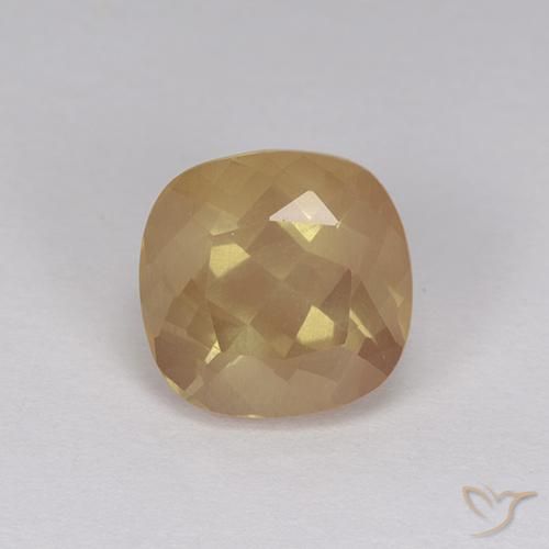 2.98ct Natural Naranja dorado Labradorita Andesina, Forma Cojín, Transparente