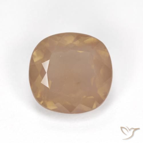 3.26ct Natural Naranja durazno claro Labradorita Andesina, Forma Cojín, Transparente