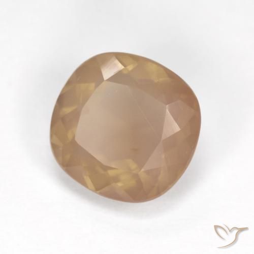 Labradorita Andesina Naranja durazno claro natural de 3.26 ct, Forma Cojín, Transparente