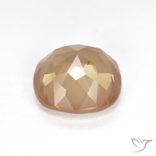 Labradorita Andesina Naranja durazno claro natural de 3.26 ct, Forma Cojín, Transparente