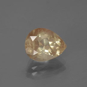 Labradorita Andesina Naranja miel natural de 2.86 ct, En forma de pera, Transparente