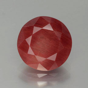 Labradorita Andesina Rojo naranja natural de 2.53 ct, Corte Redondo, Translúcido