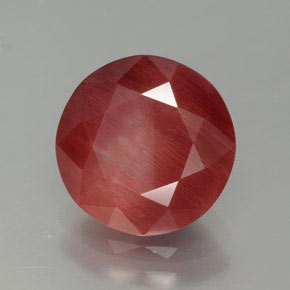 Labradorita Andesina Rojo naranja natural de 2.53 ct, Corte Redondo, Translúcido