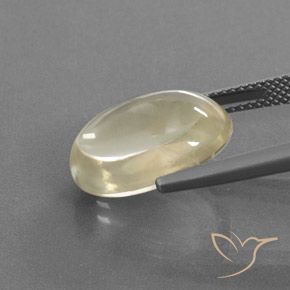 Labradorita Andesina Crema natural de 10.97 ct, Ovalada, Transparente