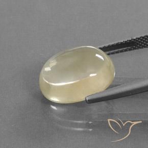 Labradorita Andesina Crema natural de 9.15 ct, Ovalada, Transparente