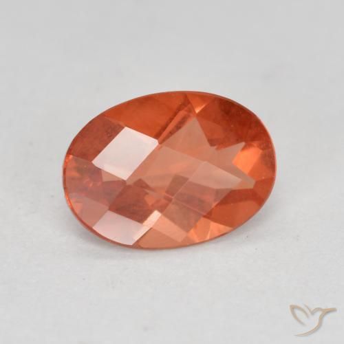 Labradorita Andesina Roja Anaranjada natural de 0.64 ct, Corte Óvalo, VVS-VS