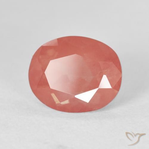 Labradorita Andesina Naranja rojizo natural de 4.21 ct, Ovalada, Transparente