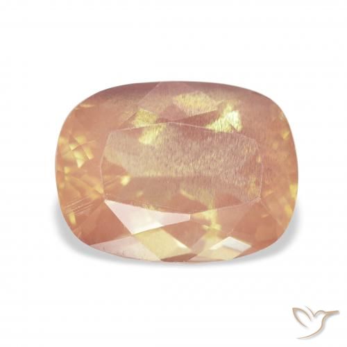 3.81ct Natural Naranja claro Labradorita Andesina, Forma Cojín, Transparente