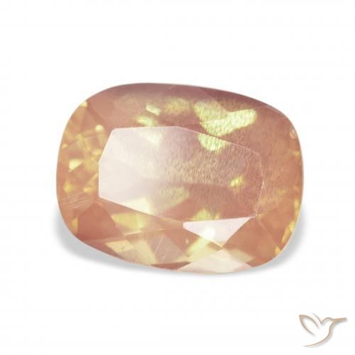 Labradorita Andesina Naranja claro natural de 3.81 ct, Forma Cojín, Transparente