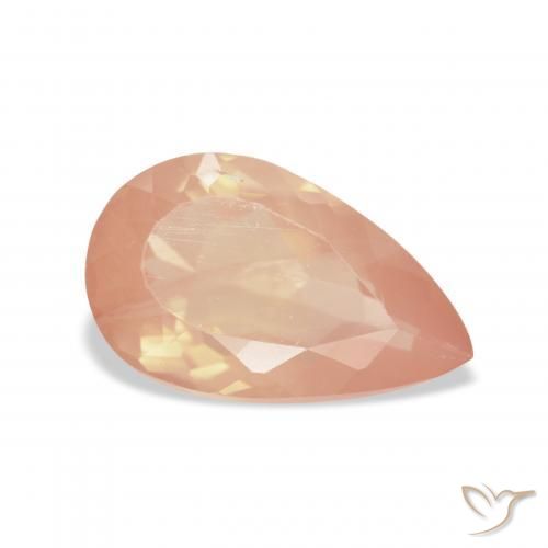Labradorita Andesina Naranja rojizo natural de 3.18 ct, En forma de pera, Transparente