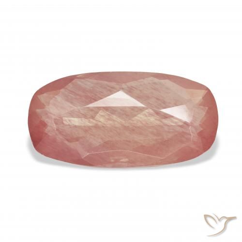 5.40ct Natural Naranja rojizo pálido Labradorita Andesina, Forma Cojín, Transparente