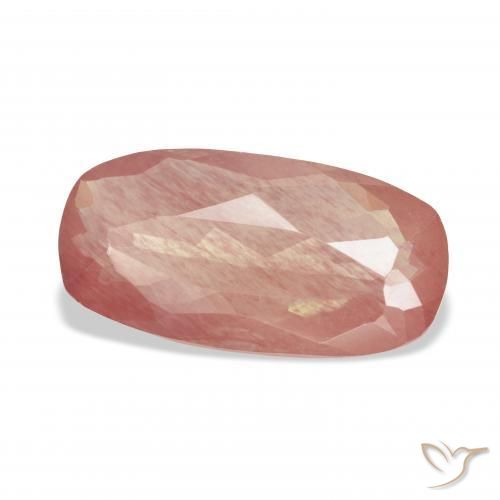Labradorita Andesina Naranja rojizo pálido natural de 5.40 ct, Forma Cojín, Transparente