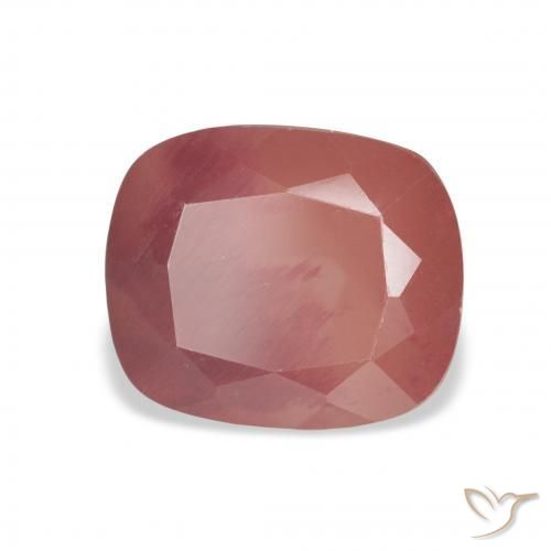 Labradorita Andesina Rosado medio natural de 3.77 ct, Forma Cojín, Translúcido