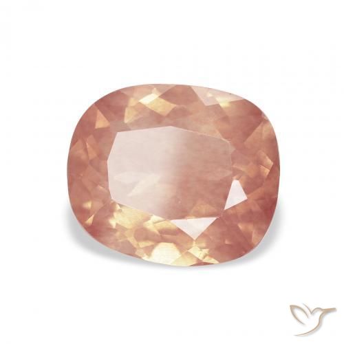 Labradorita Andesina Naranja rojizo claro natural de 1.95 ct, Forma Cojín, Transparente