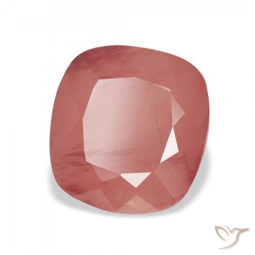 Labradorita Andesina Tono rosado rojizo natural de 3.59 ct, Forma Cojín, Translúcido