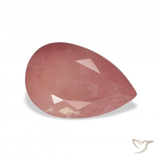 Labradorita Andesina Rosado frambuesa natural de 3.32 ct, En forma de pera, Transparente