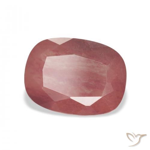 Labradorita Andesina Rosa oscuro natural de 4.08 ct, Forma Cojín, Transparente
