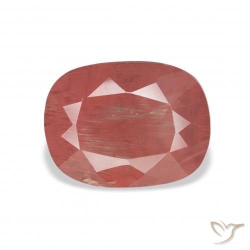 3.43ct Natural Rojo medio Labradorita Andesina, Forma Cojín, Translúcido