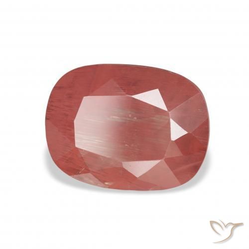 Labradorita Andesina Rojo medio natural de 3.43 ct, Forma Cojín, Translúcido