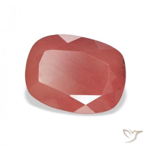 Labradorita Andesina Rojo sangre natural de 4.63 ct, Forma Cojín, Translúcido
