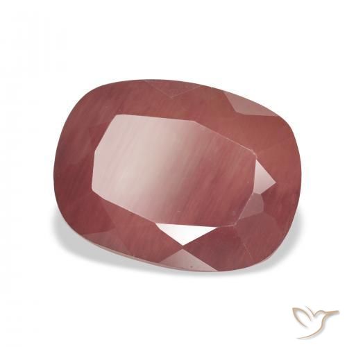 Labradorita Andesina Rojo oscuro natural de 4.92 ct, Forma Cojín, Translúcido