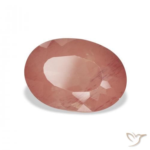Labradorita Andesina Rojo medio natural de 4.03 ct, Ovalada, Transparente