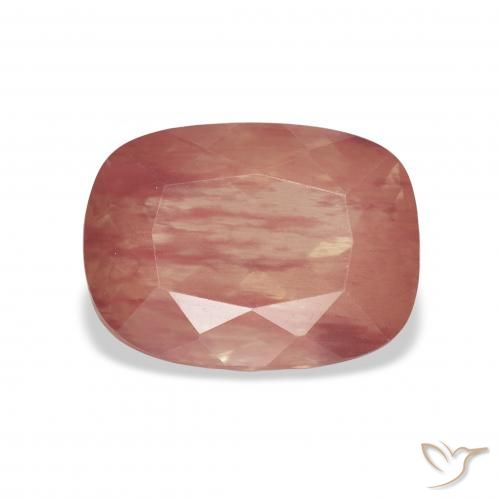 3.85ct Natural Naranja rojizo pálido Labradorita Andesina, Forma Cojín, Transparente