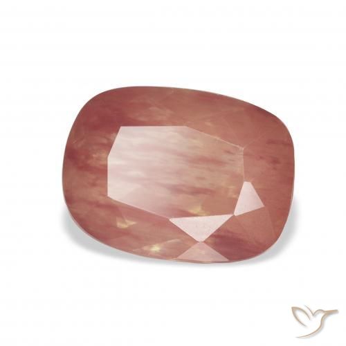 Labradorita Andesina Naranja rojizo pálido natural de 3.85 ct, Forma Cojín, Transparente