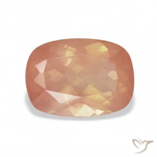 3.58ct Natural Naranja rojizo Labradorita Andesina, Forma Cojín, Transparente