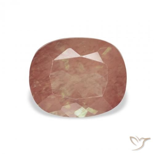 2.25ct Natural Roja Anaranjada Labradorita Andesina, Forma Cojín, Transparente