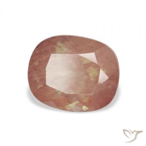 Labradorita Andesina Roja Anaranjada natural de 2.25 ct, Forma Cojín, Transparente