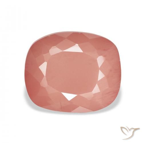 Labradorita Andesina Naranja rojizo pálido natural de 5.02 ct, Forma Cojín, Translúcido