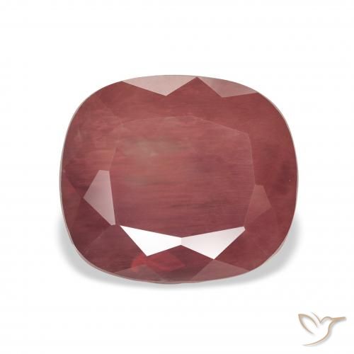 Labradorita Andesina Rojo oscuro natural de 4.23 ct, Forma Cojín, Translúcido