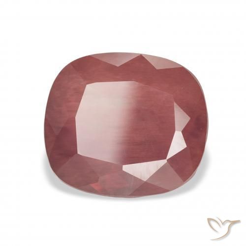 Labradorita Andesina Rojo oscuro natural de 4.23 ct, Forma Cojín, Translúcido