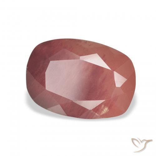 Labradorita Andesina Rojo medio natural de 3.02 ct, Forma Cojín, Translúcido