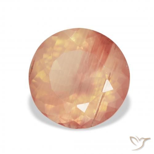 Labradorita Andesina Naranja claro natural de 3.65 ct, Redondo, Transparente