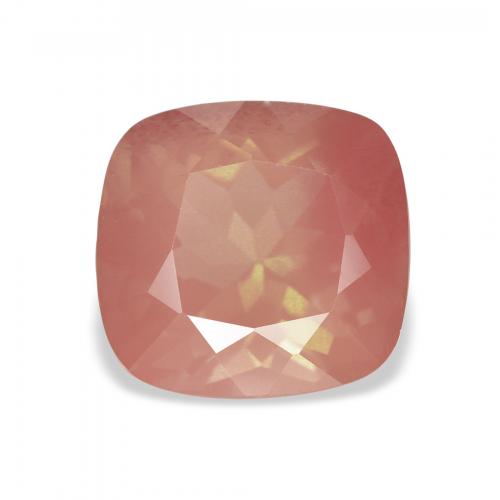 Labradorita Andesina Rosado naranja natural de 3.42 ct, Forma Cojín, Transparente